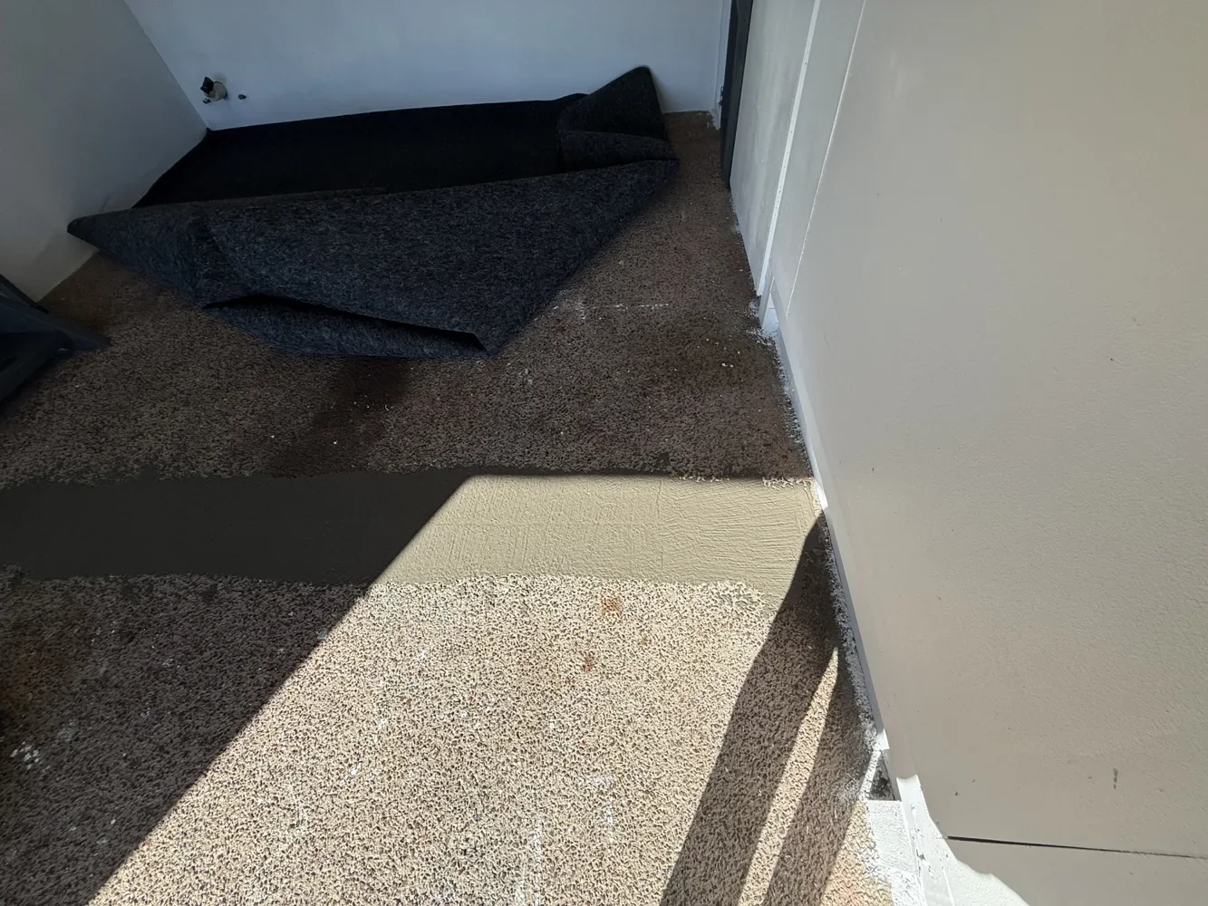 Garage Carpet Installation — Helensville — Carpet layout in progress